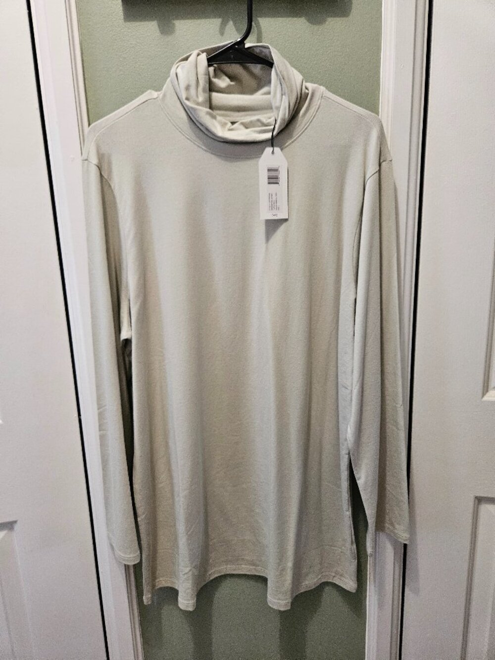 Universal Standard Jersey Turtleneck Shirt Top Mineral Gray Green "L" 3X 22 24
